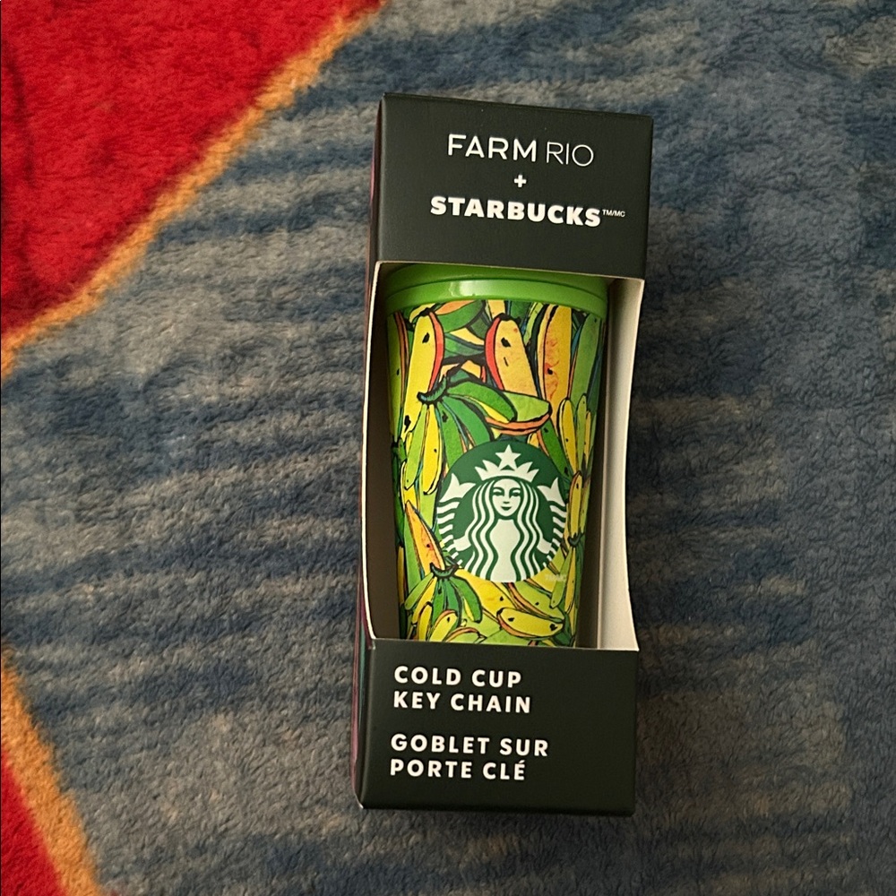 Farm Rio + Starbucks Banana Print Cold Cup Key Chain